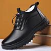 Men's Winter High-Top Leather Shoes: Warm, Plus Velvet, Thick Cotton, Snow Boots for Middle-Aged and Seniors