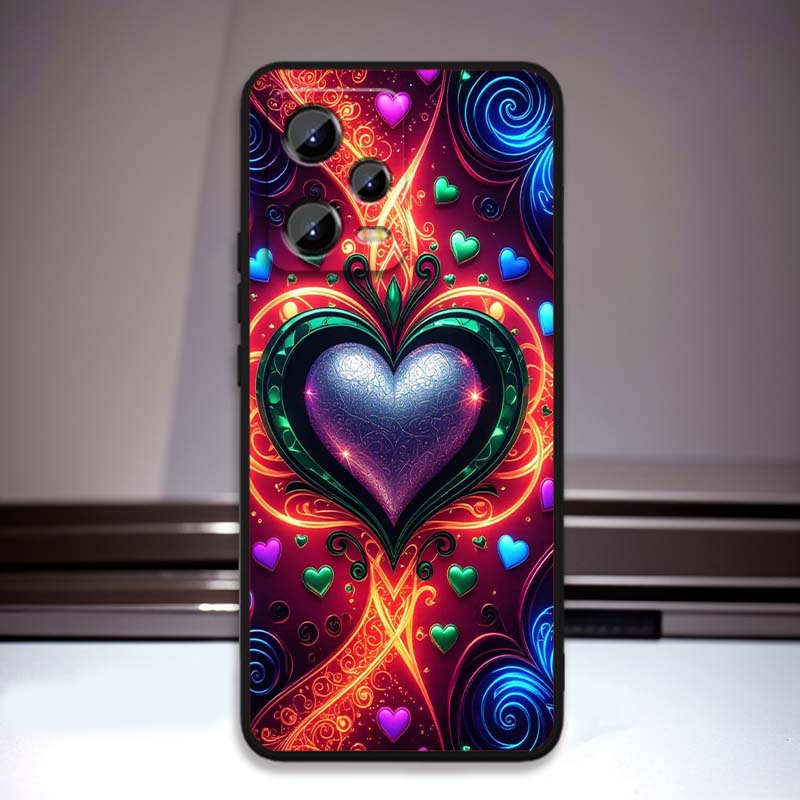 Роскошный Чехол для Телефона с Дизайном Любви Искусство Для Xiaomi Redmi Note 15 14 13 12 12S 11E 11 11S Pro Plus 4G 5G Черный Мягкий ТПУ