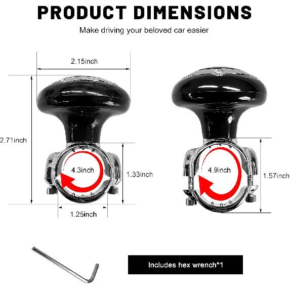 Steering Wheel Knob Spinner, Auto Steering Wheel Suicide Knob for Effortless Spinning, Ergonomic Wheels Power Handle Spinner for Sedans Trucks