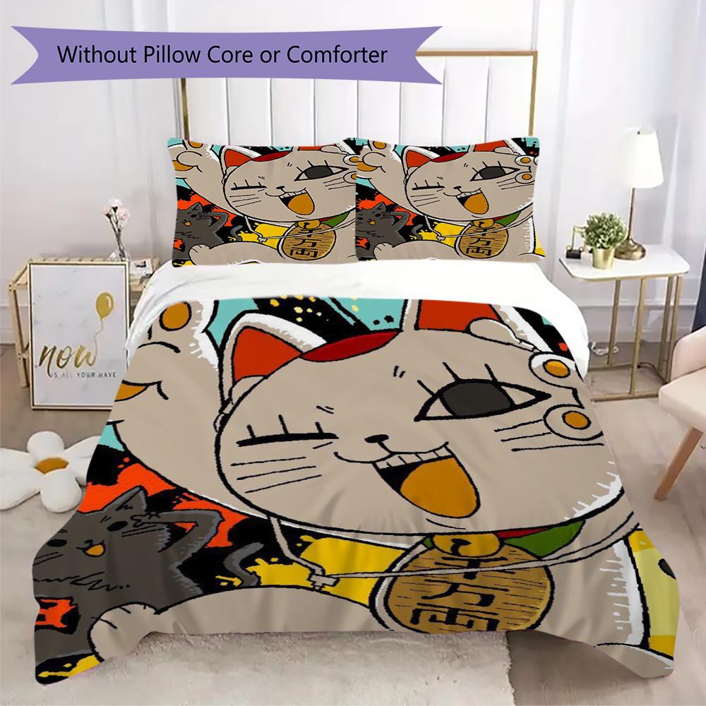 Creative Anime Design Pattern Bedding,Quilt Set Quilt Cover Pillowcase Home Birthday Gift (1*duvet cover+2*pillowcase,without core)XSJT0917258
