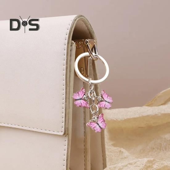 Брелок-подвеска с яркими цветными бабочками, декоративный брелок для ключей, подвеска на сумку, аксессуар для украшения автомобиля