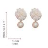 S925 Silver Needle Mesh Flower Stud Earrings Light Luxury Fabric Art Pearl Drop Earrings  Wedding