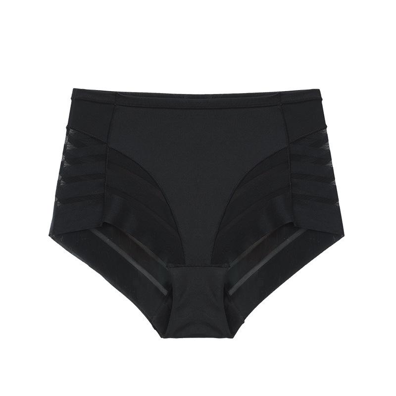 Women's High-Waist Transparent Striped Mesh Briefs - Comfortable Ice Silk, Plus Size