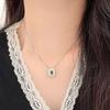 Yinruitai S925 Sterling Silver Emerald Square Necklace - Slim, Luxurious, and Exquisite Clavicle Choker for Women