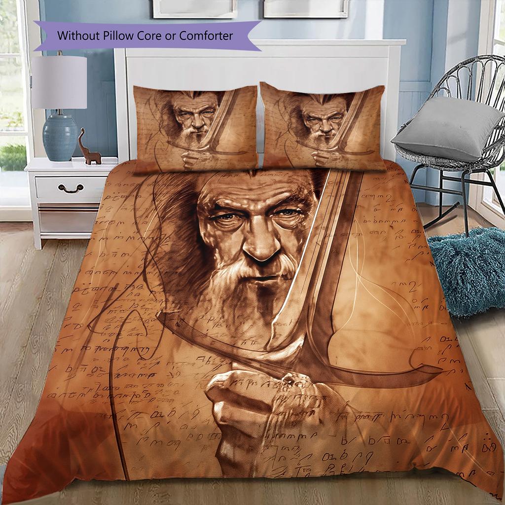 Gandalf Bedding Set, 1 Duvet Cover & 2 Pillowcases, Suitable for Home, Ideal Gift for Lord of the Rings Fans