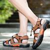 Летние мужские сандалии из кожи с большим носком, летние повседневные мужские модные нескользящие пляжные сандалии для отдыха на открытом воздухе