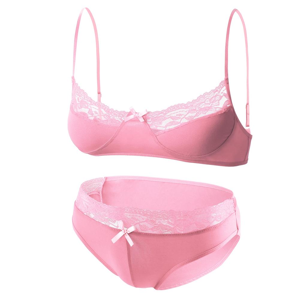 Сексуальный мужской кружевной комплект нижнего белья Sissy Crossdresser Нижнее белье Бюстгальтер на тонких бретельках с трусами Удобная посадка