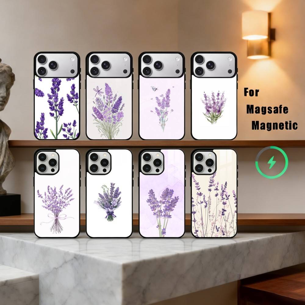 P-Purple-E L-lavender-R Phone Case For iPhone17,16,15,14,13,12,11 Plus,Pro Max Magnetic For Magsafe Wireless Charging