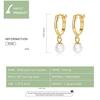 Bisaer 925 Sterling Silver Exquisite Charming French Gold-plated Pearl Zircon Hoop Earrings for Women Fine Jewelry