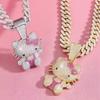 Европейский и американский модный кулон-ожерелье Hello Kitty с бантом и стразами