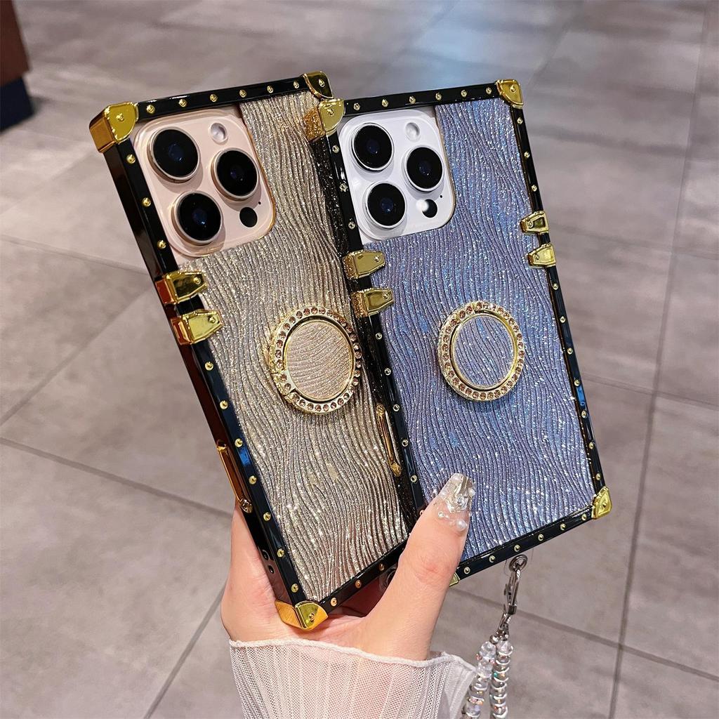 Блестящая подставка для Apple 17 Pro Max & iPhone 16/15 Силиконовый чехол с браслетом