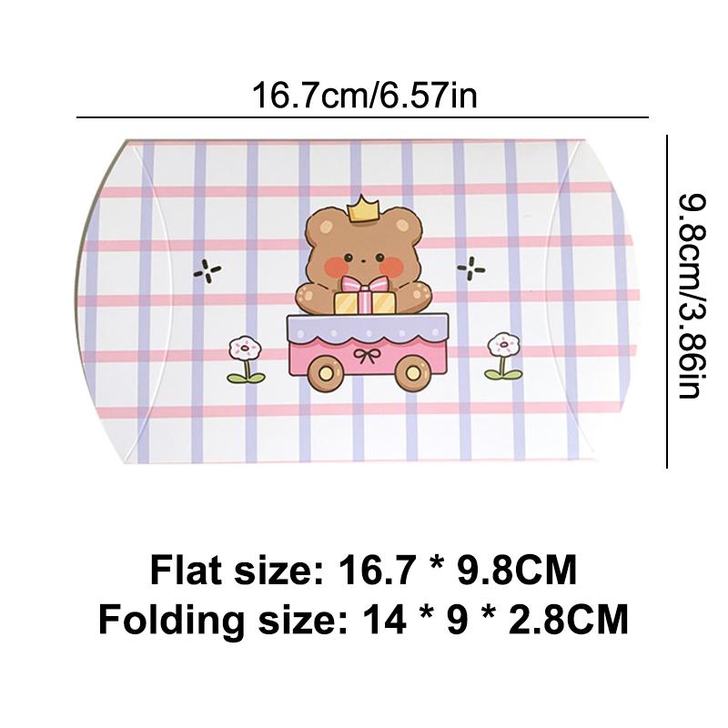 10Pcs Chocolate Candy Pillow Box Paper Cartoon Animal Gift Folding Paper Box Small Gift Packaging Box