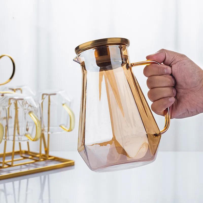 1,5 л цветной стеклянный чайник Diamond Glass, домашний графин для воды, термостойкий чайник, кувшин для горячей и холодной воды, кофейник