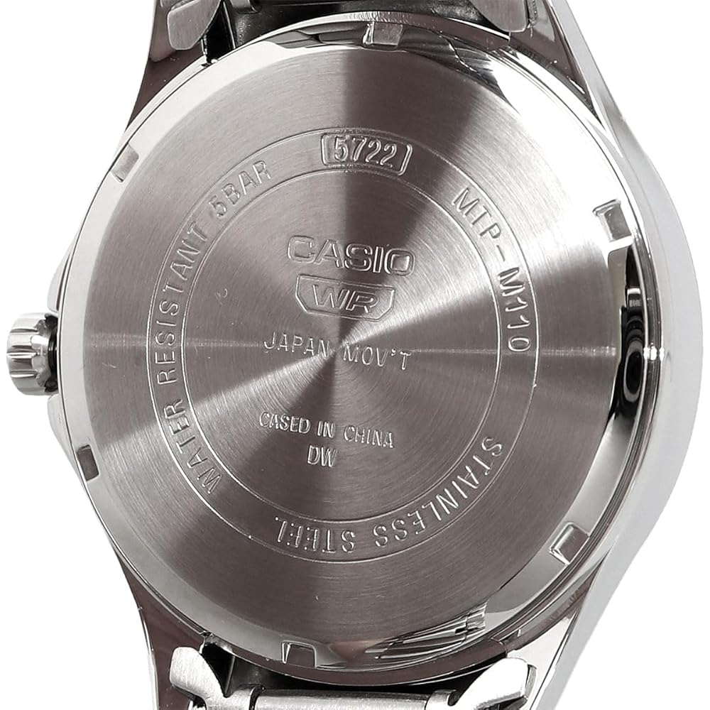 Casio Standard Moon Phase Analog Men's Watch MTP-M110D-3AV Round Face Metal Band Green