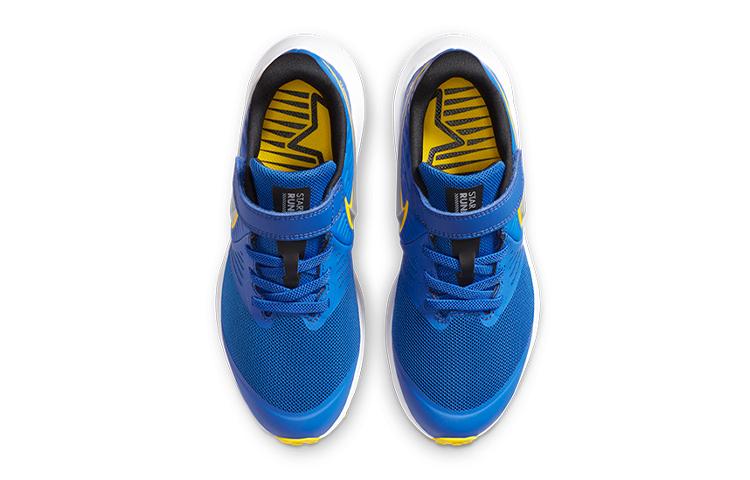 Nike Star Runner 2 Застежка-липучка Нескользящая Амортизация Низкие Детские Беговые Кроссовки Синий Серебристый AT1801-404