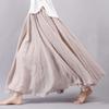 Women Cotton and Linen Skirt Solid Color Spring and Autumn National Style Plus Size A-line Dance Long Skirt