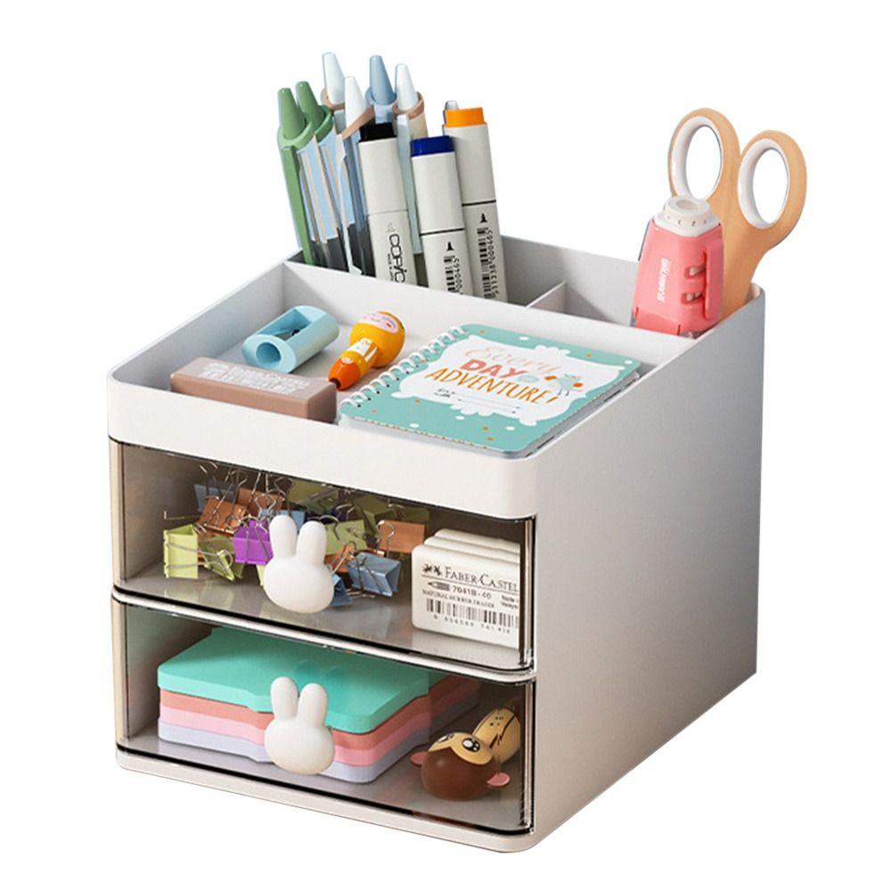 Large Capacity Stationery Holder Pen Holder Desktop Organizer Pen Container Stationery Storage Box