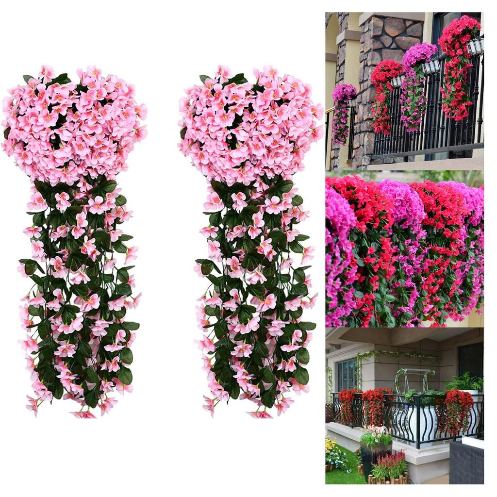 2 packs of bright artificial hanging orchid bouquets, 2023 fake wisteria vine hanging floral plants, long hanging bush flower garlands for walls