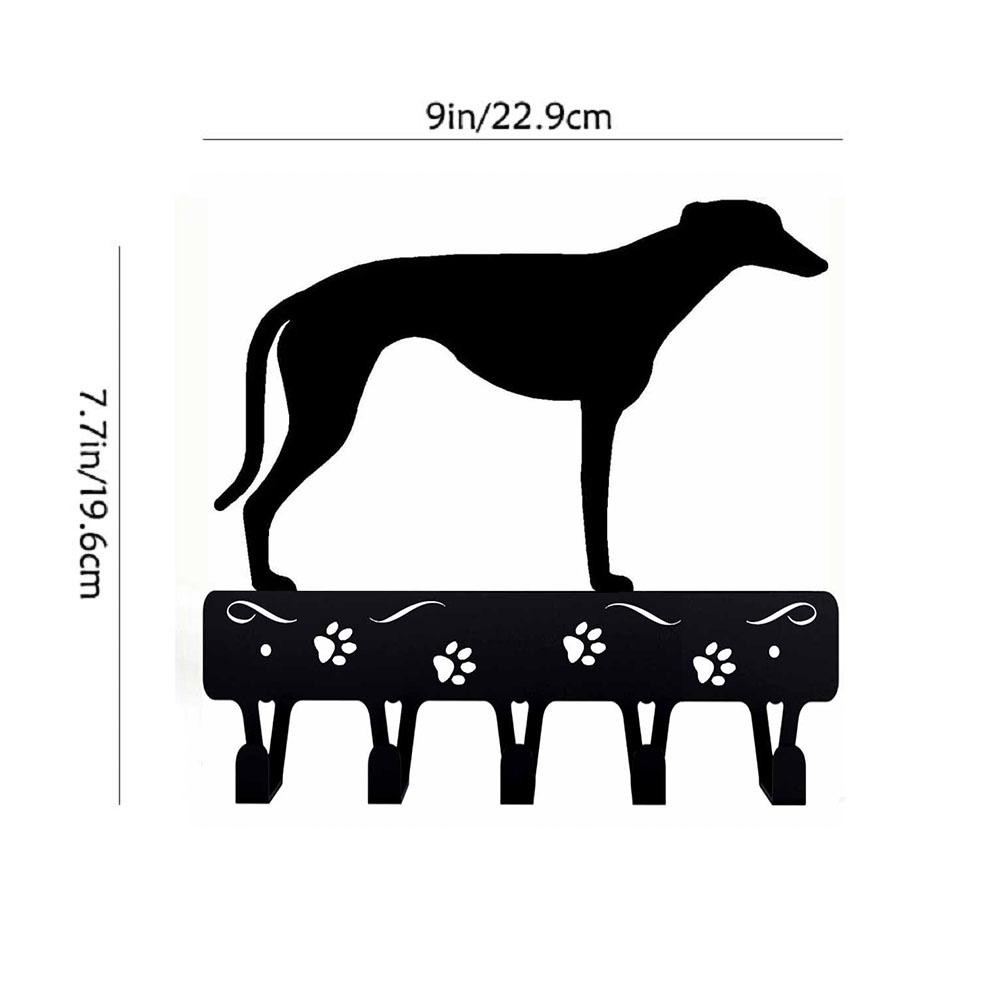 Greyhound Key Rack & Dog Leash Hanger - 9 Inch/6 Inch Metal Wall Art for Wall-mounted Hooks - Stylish Key Holder Artwork