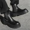 Fashion Mens Casual Chelsea Boots Black Trendy Original Leather Shoes Punk Stage Dress Cowboy Platform Boot Handsome Ankle Botas Hombre