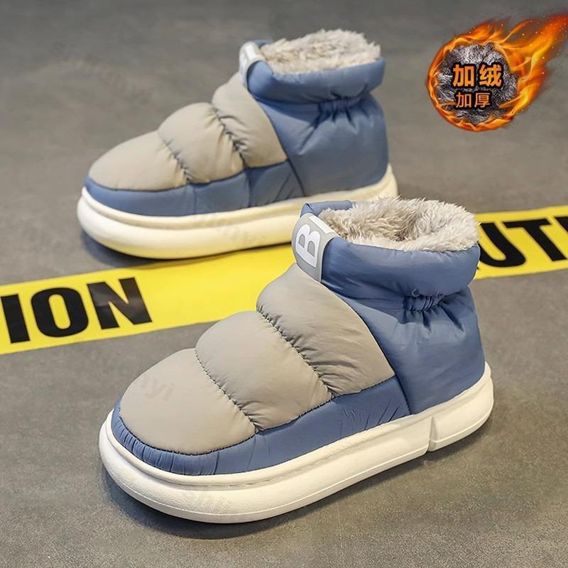 Зимние мужские ботинки 2025 Новые пуховые парные плюшевые толстые удобные хлопковые туфли водонепроницаемые противоскользящие уличные повседневные туфли