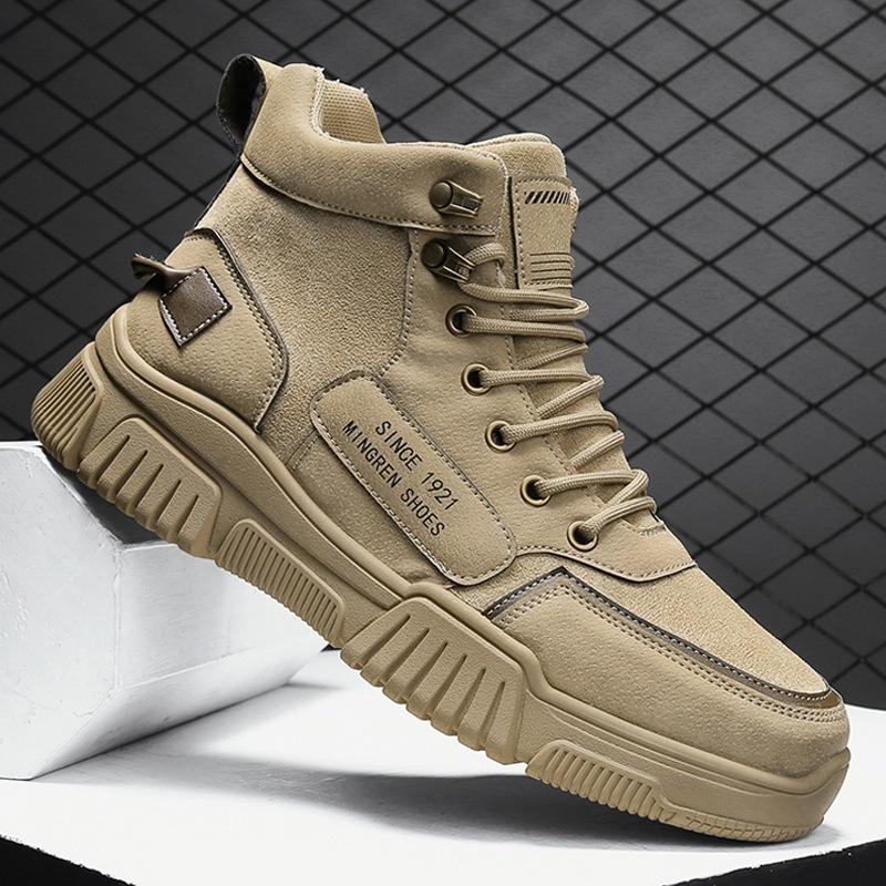 Мужские высококачественные кожаные ботинки, мужские весенние повседневные мотоциклетные ботинки на шнуровке, базовые мужские ботинки