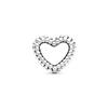 Open Heart & Rose Flowers Charm,Beaded Open Heart Charm SS925 Silver Romatic For Bracelet DIY Making Gift for Lover