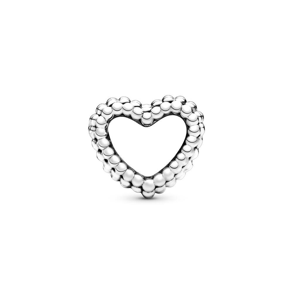 Open Heart & Rose Flowers Charm,Beaded Open Heart Charm SS925 Silver Romatic For Bracelet DIY Making Gift for Lover