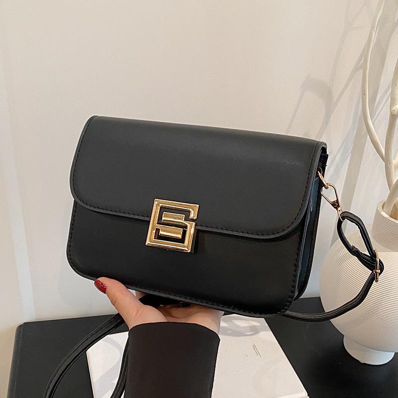 Retro Fashion Commuting All Match Lock Closure Small Bag Bag for Women's Summer New One Shoulder Crossbody Bag Textured Small Square Bag