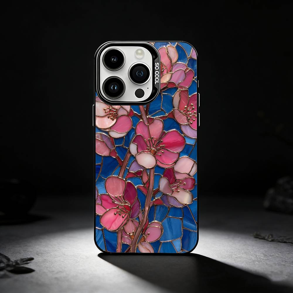 Красочный витражСтеклянный чехол для телефона Для iPhone 17,16,15,14,13,12,11 Plus,Pro Max,XS,Цветной серебристый чехол для телефона