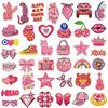 Cartoon Pink Series Embroidered Patch Bowknot Flower Applique Clothing Accessories with Hot Melt Adhesive