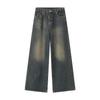 Summer Men's Denim Pants Old Blue Washed Male Jeans Straight Casual Menwear Loose Wide Leg Trousers Fashion