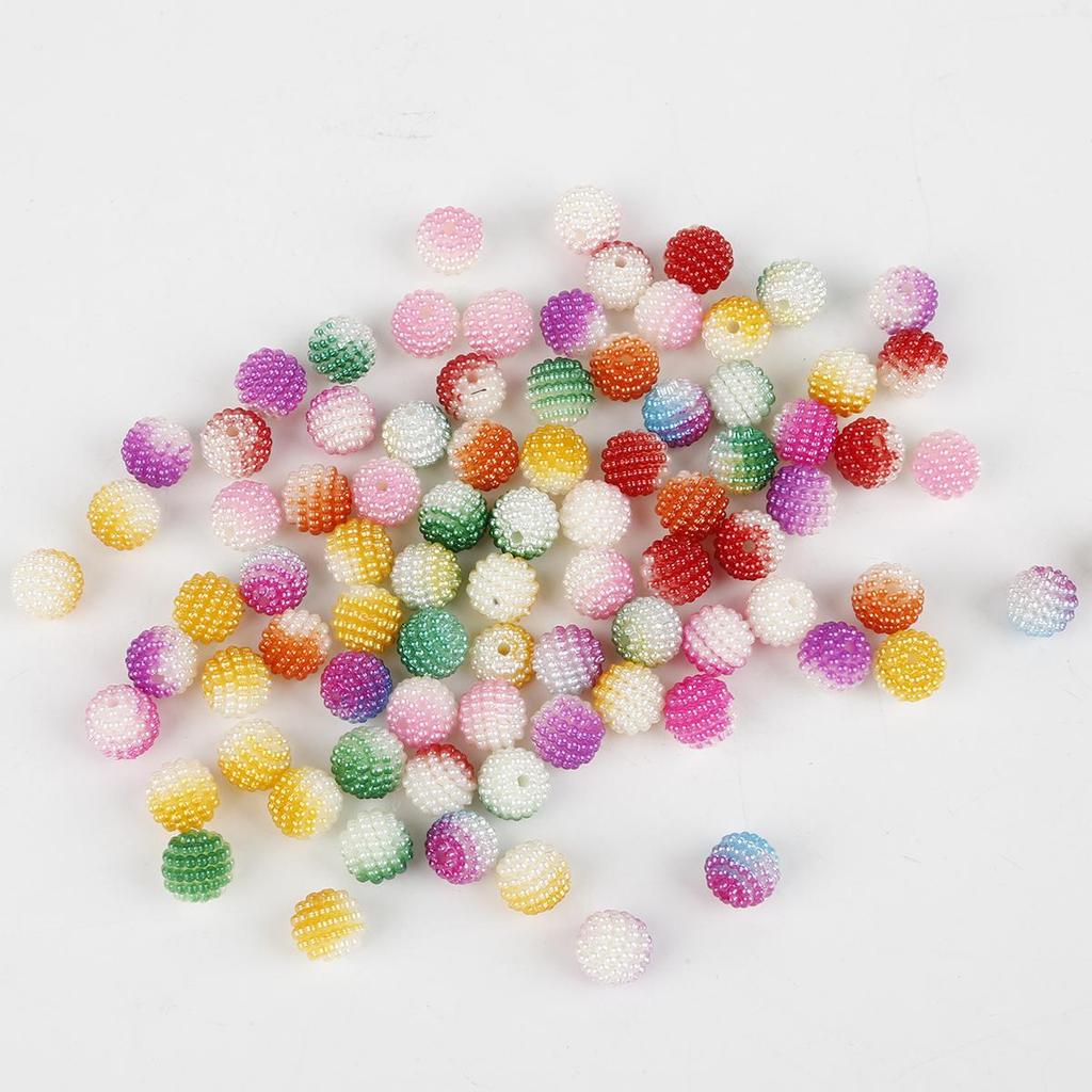 10mm 50pcs Acrylic Bayberry Gradient Color Round Loose Beads for DIY Jewelry Making