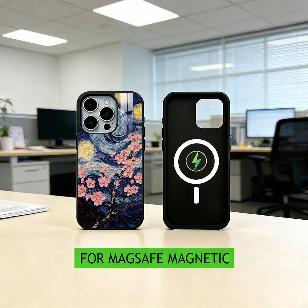 Чехол для телефона Van Gogh Звездная ночь Для iPhone 17, 16, 15, 14, 13, 12, 11 Plus, Pro Магнитный Для Magsafe Беспроводная зарядка