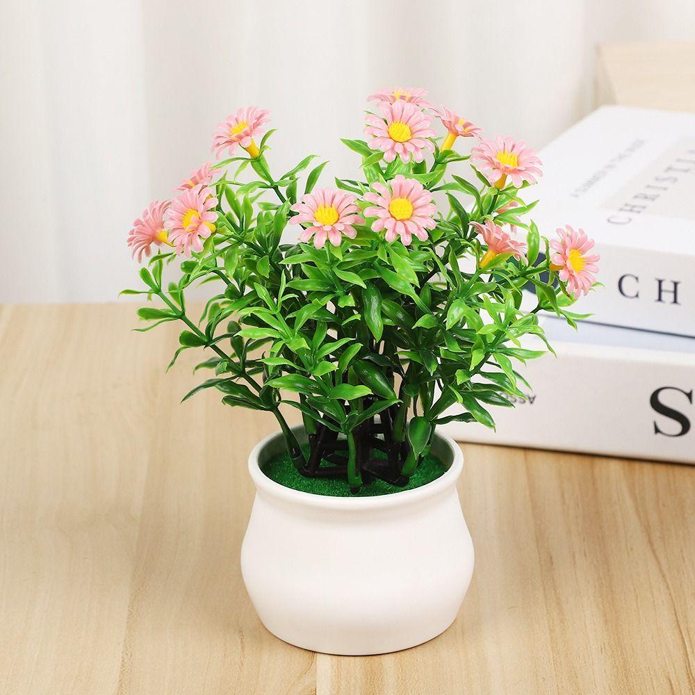 18*22cm Simulation Plant Flowers Plastic Fake Flower Potted Fence Flower Set Home Decor