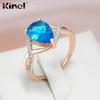 Shiny Blue Water Drop Zircon Ring For Women Silver Color Fine Jewelry Party Wedding Ring Gift