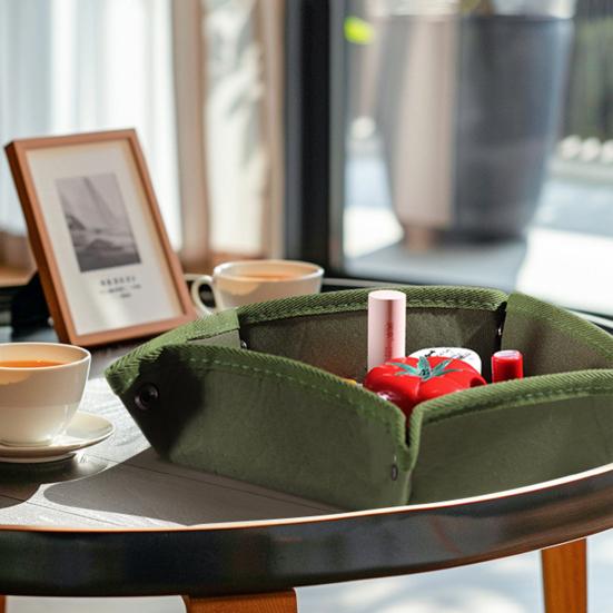 Лоток для хранения на открытом воздухе с кнопкой-защелкой из водонепроницаемой ткани Оксфорд, портативный складной пятиугольный лоток-органайзер, держатель для контейнера