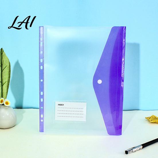 Project File Organizer 11 Hole Binder Pockets for A4 Binders Plastic Expanding Folders Snap Button Pocket with Closure & Transparent Label