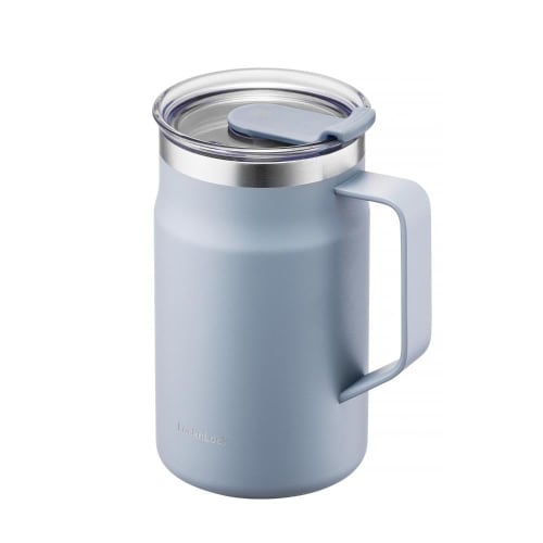 Лучшая кружка Bestco Lock & Lock Metro с крышкой, Изолированная, Нержавеющая сталь, 600 мл, Большая, Синяя, LHC4282OBLU