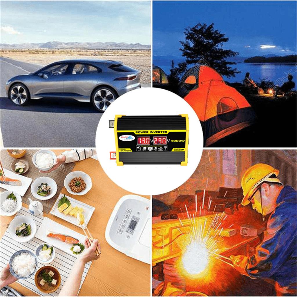 4000W Peak Car Inverter 12V 220V Solar Power Inverter LCD Display DC 12/24V To AC 110/220V Modified Sine Wave Converter Inverter