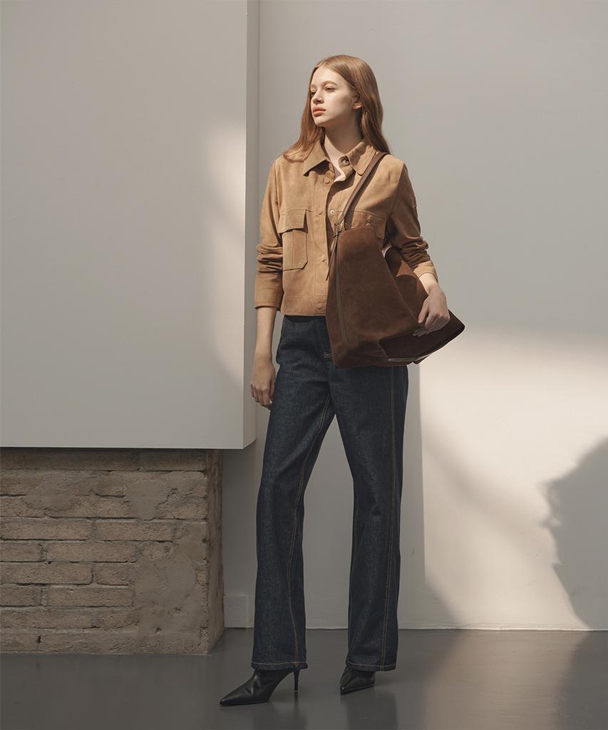 Clave Ellie Suede Brown Tote Bag