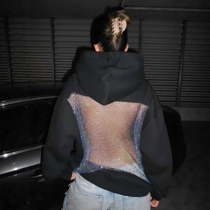 Женская толстовка с полым сетчатым узором, сексуальный прозрачный пуловер, легкая толстовка с длинным рукавом, модный повседневный уличный стиль