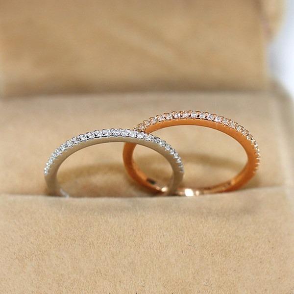 Модное тонкое кольцо с кристаллами для женщин