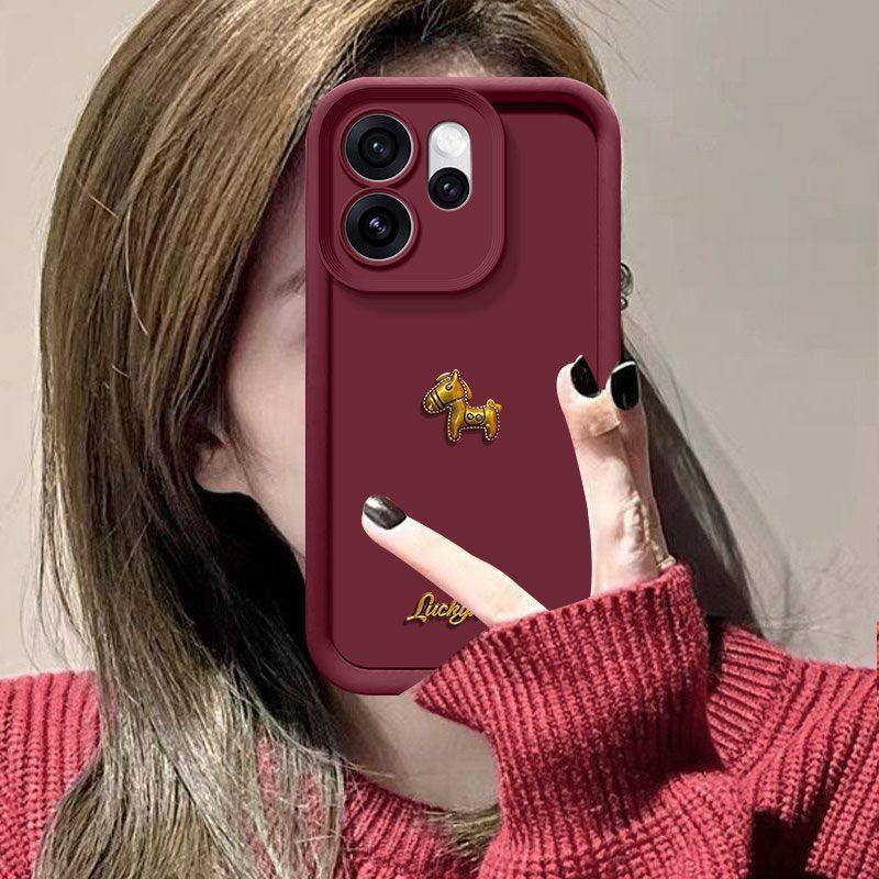 Милый 3D Золотой Конь С Шнурком Чехол Для Телефона Для OPPO Reno 15 14 13 12 11 10 8 Pro 7 6 5 4 Lite 3 14F 13F 12F 11F 2F 8Z 8T Чехол
