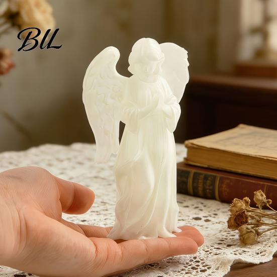 Handheld Healing Art Glow?in?the?Dark Praying Angel Figurine, Luminous Guardian Statue, 3D Printed Glow-in-the-dark Desktop Ornament for Bedroom
