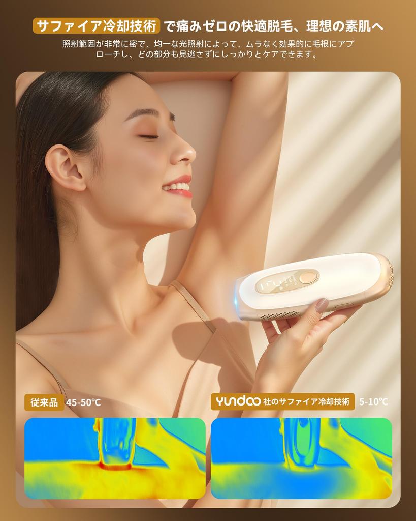 YUNDOO Сапфировое охлаждающее устройство для удаления волос для женщин и мужчин VIO совместимо с салонным классом Функция охлаждения Сапфировое удаление волос Раунды 9 Уровни 3