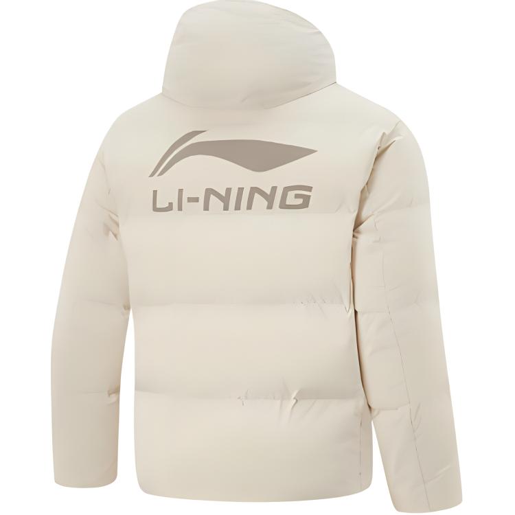 Li Ning CBA Series Professional Basketball Series Спортивная повседневная простая однотонная свободная хлопковая куртка с капюшоном Мужские куртки овсяно-серого цвета AJMU087-5
