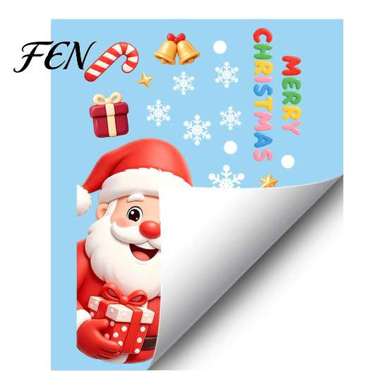 Holiday Window Clings for Christmas Stickers, Static PVC Decals with Santa Claus Reindeer Snowman Removable Winter Stickers Kids Patterns, Waterproof