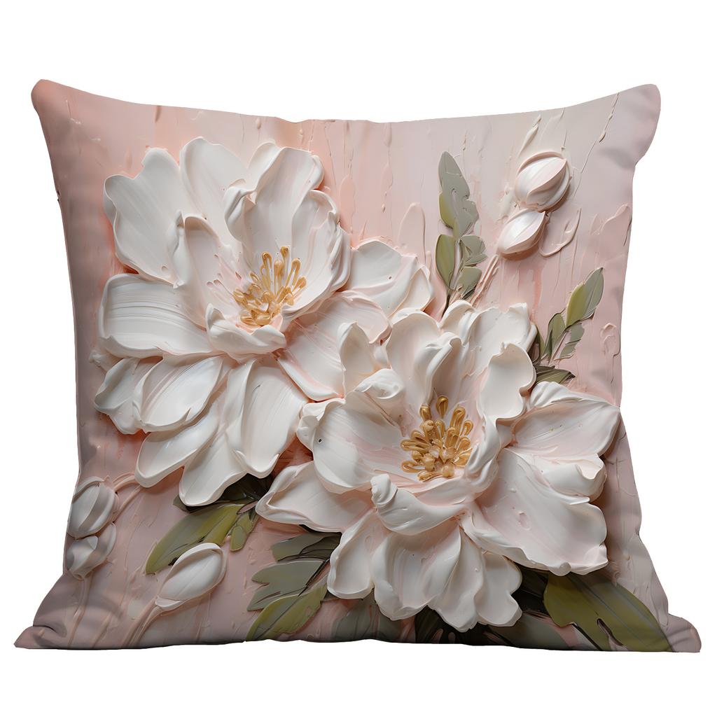 Новая наволочка с цветочным принтом, имитирующая трехмерный стиль масляной живописи, креативная цветочная, для дома, гостиной, диванной подушки