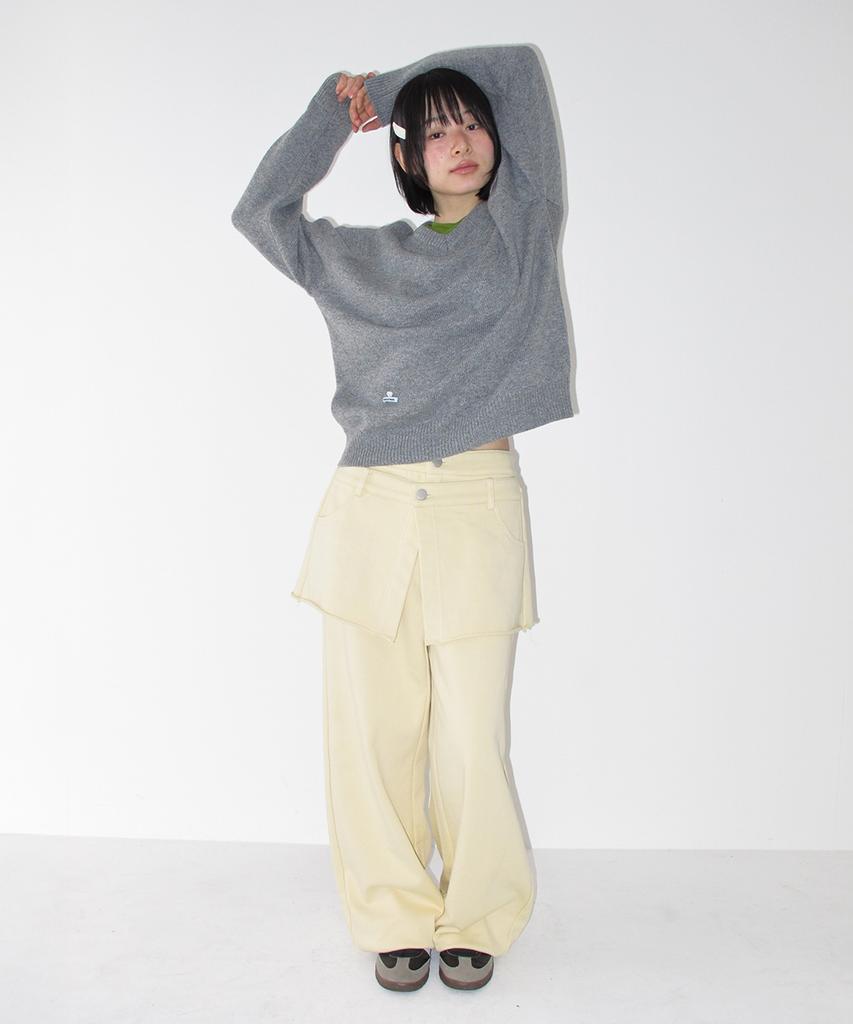 RONRON Skirt Layered Sweat Pants Soft Yellow